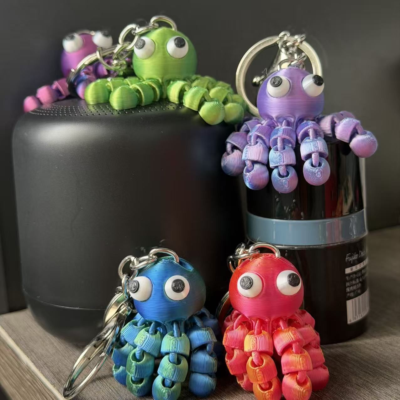 Cute 3D Octopus Keychain, Flexible Dream Blue, Car & Bag Charm