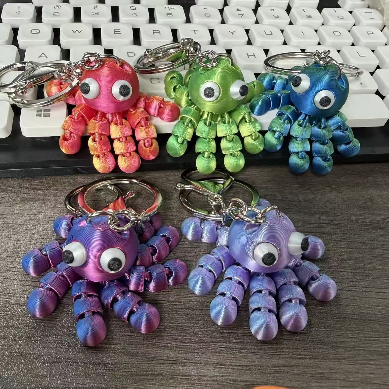 Llavero Pulpo 3D Verde Soñador, Flexibles, Juguetes de Cartón, Regalo