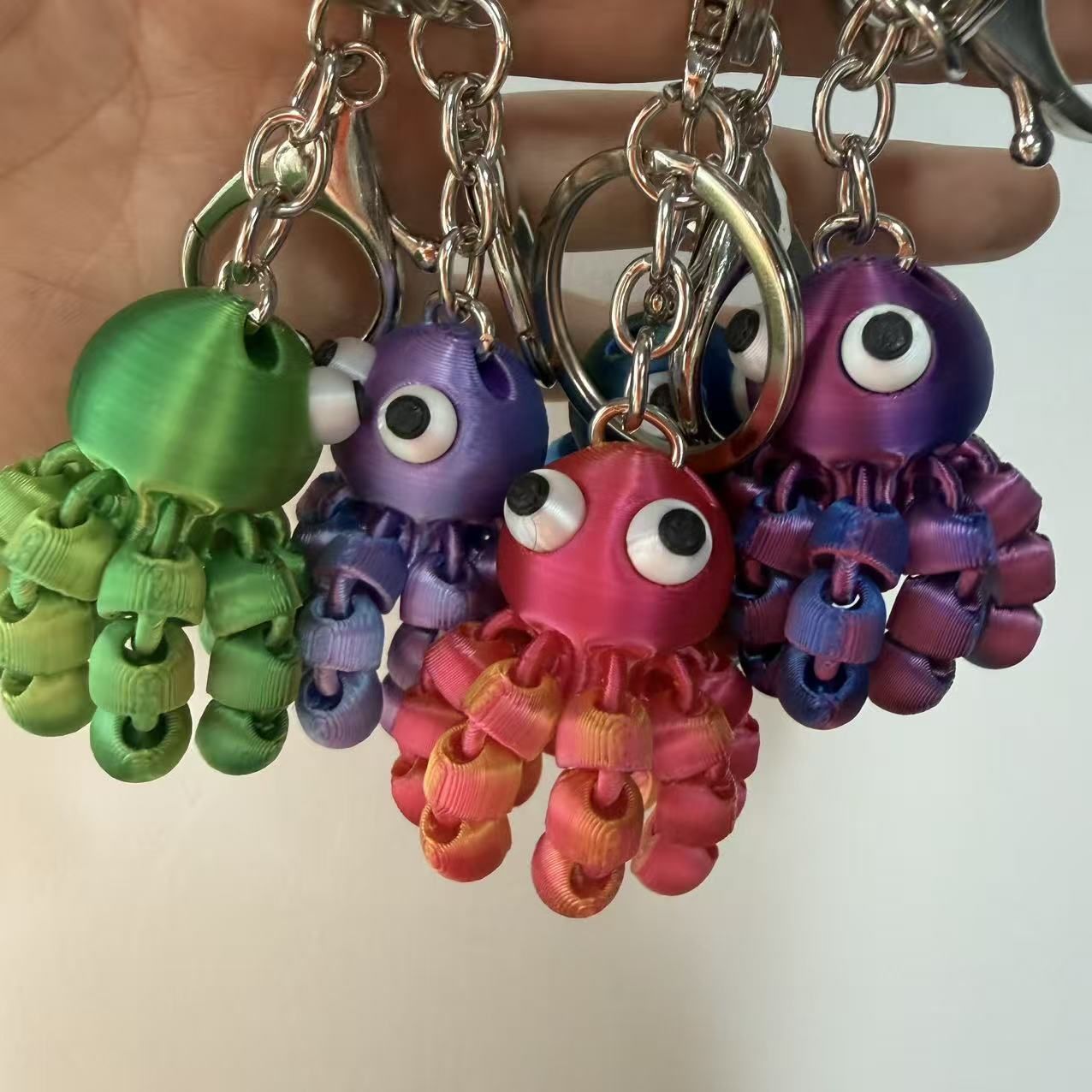 Llavero Pulpo 3D Verde Soñador, Flexibles, Juguetes de Cartón, Regalo
