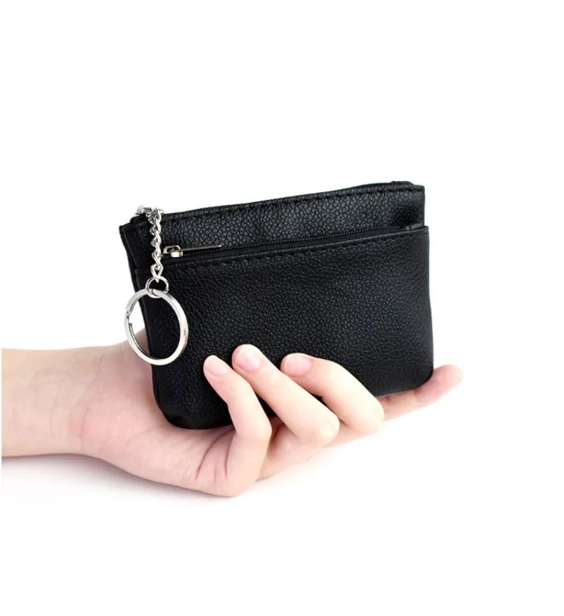 Mini PU Leather Coin Purse Keychain Wallet Multifunctional Zipper Card Holder