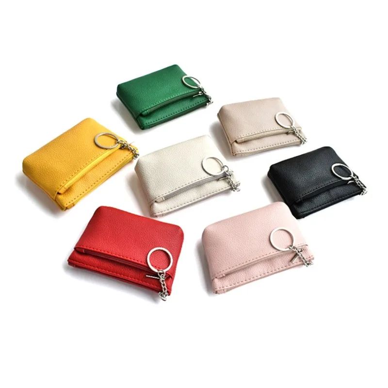 Mini PU Leather Coin Purse Keychain Wallet Multifunctional Zipper Card Holder